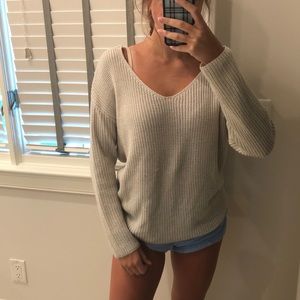 Gray knot tied sweater